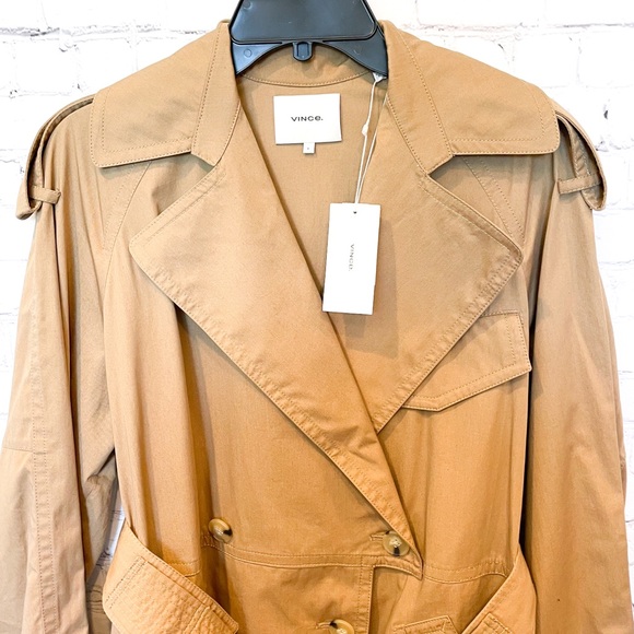 NWT Vince Dark Khaki Belted Trench Coat - Picture 9 of 10